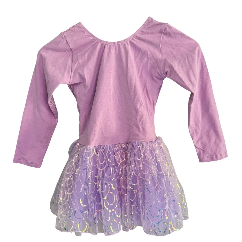 Girls‎ Purple Dance Leotard Dress Sparkle Tulle Tutu Skirt Size XXL